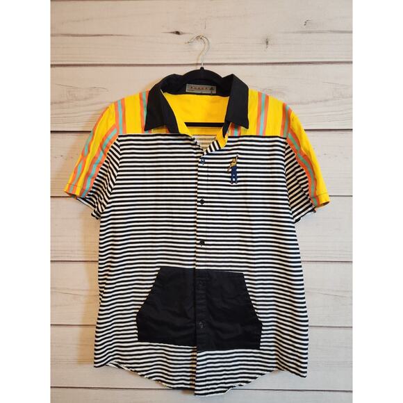 Black Pyramid Men's Cotton Embroidered‎ Striped Front Pockets Shirt Size XL - Picture 1 of 6